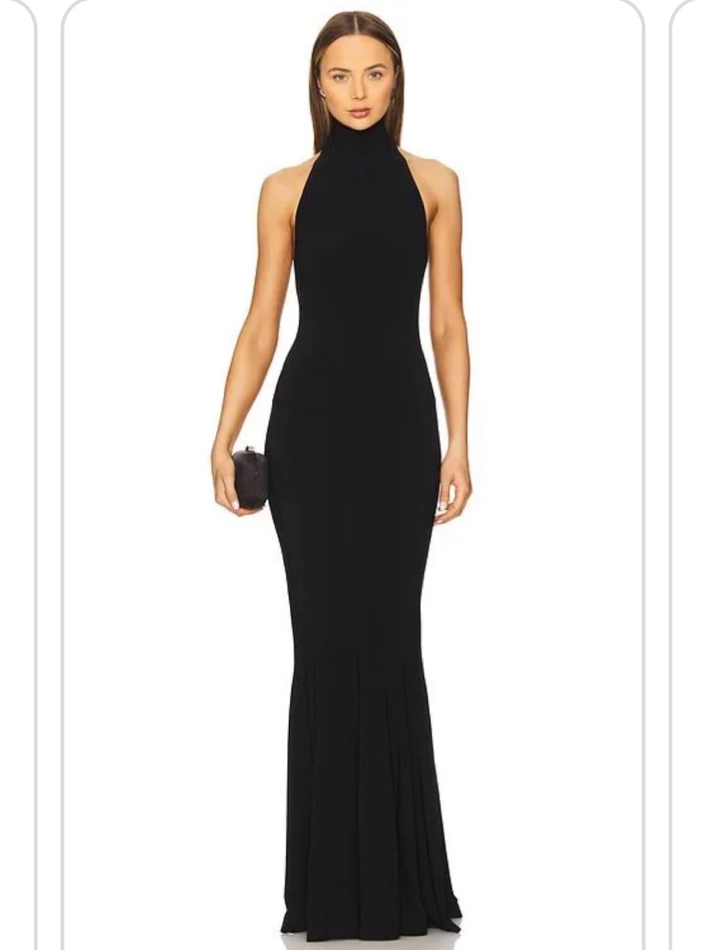 NWT Norma Kamali Black Halter Fishtail Gown Maxi Dress Size Medium